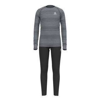 Odlo Langarmshirt + Hose Active Warm Eco (warm, weich, Innenseite angeraut) Unterwäsche grau/schwarz Kinder